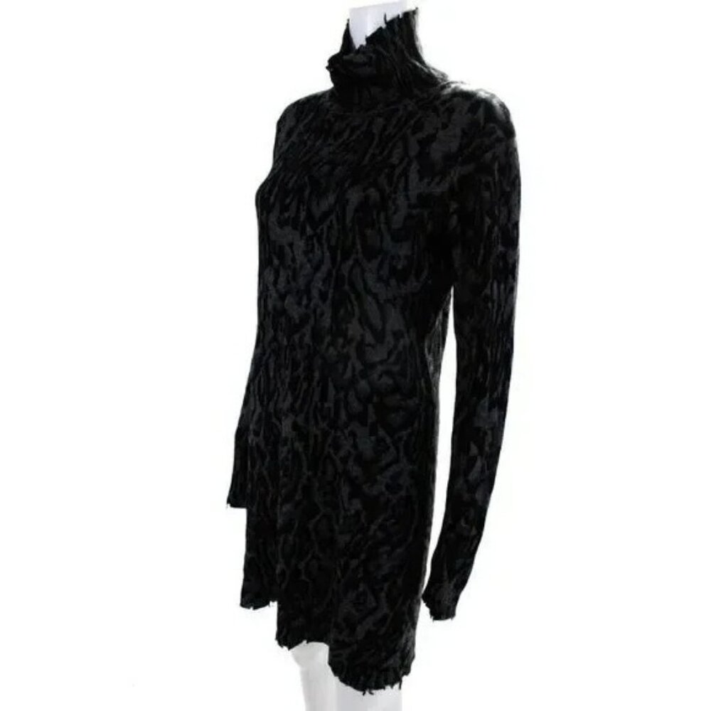Leopard print wool sweater dress